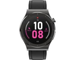 mymonX Smartwatch Heren & Dames - Geschikt voor alle Smartphones - Stappenteller - Maandelijks gezondheidsrapport - ECG - Bloeddrukmeter - Hartslagmeter - Slaap - Temperatuur - Zwart - 43mm