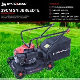 STAHLMANN Benzine Grasmaaier BR390 - 4,0PS (2,9kW) 127ccm, 39cm maaibreedte, mulchen, maaihoogteverstelling, compact ontwerp, 35L grote opvangmand — thumbnail 2