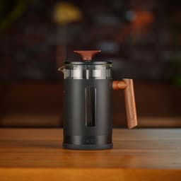 Graef Cafetière 800 ml. Glazen kan met zwart metaal en houten details — thumbnail 4