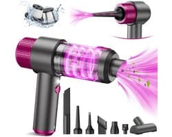 HomeShift® 2-in-1 Auto Stofzuiger - Zuigen & Blazen - Kruimelzuiger - Handstofzuiger - Oplaadbaar - 7 Opzetstukken - Airduster - Roze