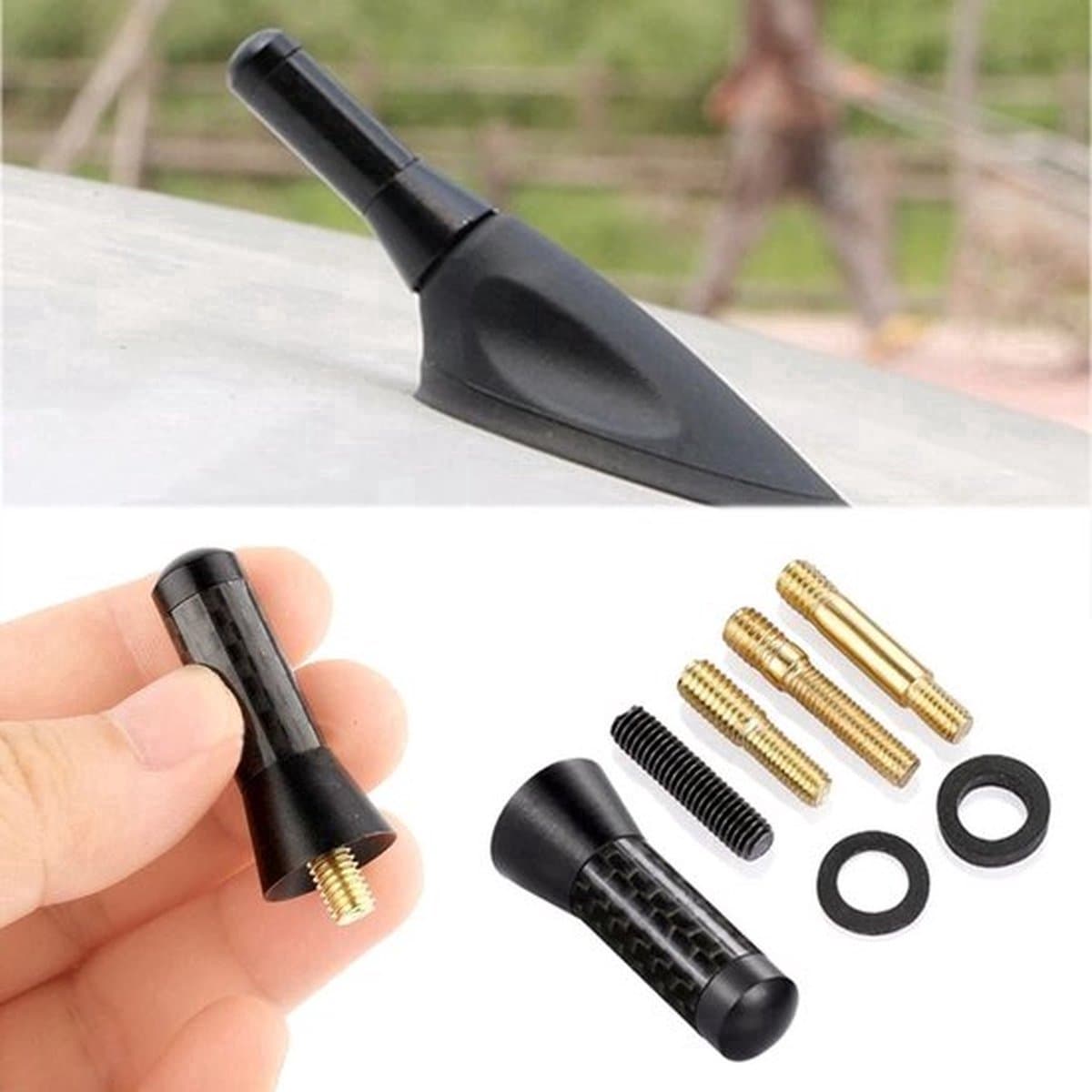 Jumada's - Universele Antenne - Auto Carbon Look Kort Antenne 3,5cm - Perfect voor elk voertuig geschikt voor elk merk zoals BMW, Audi, Mercedes, Volkswagen, Ford, Opel Antenne. — afbeelding 1