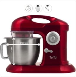 Teffo stand mixer - keukenmixer - rood - 7 liter - 10 standen - 1200 watt — thumbnail 1