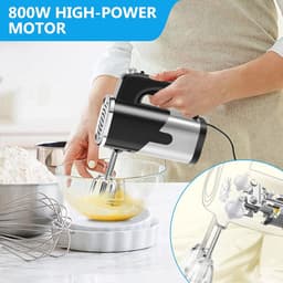 Elektrische Handmixer 800W met 5 Snelheden en Kneedhaken voor Bakken — thumbnail 4