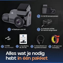 Camigoo® M800 Pro - Triple Dashcam - Dashcam Voor Auto - Ultra 4K, 2K & Full HD - Voor, Achter & Binnen Camera - Door ANWB Getest - WiFi & GPS - SONY Sensor - 64GB SD Kaart - Parkeermonitor - Time Lapse - IR Nachtzicht - NL Handleiding + Systeem — thumbnail 2