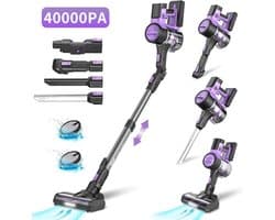 Mila Shop Steelstofzuiger - 6-in-1 stofzuiger - Steelstofzuiger zonder zak - Draadloos - Oplaadbaar - Lichtgewicht - 2200mAh batterij - 350W - Paars