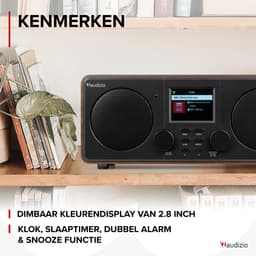 Internetradio - Audizio Foza digitale radio met Bluetooth - DAB radio en FM radio in één - Houtlook — thumbnail 5