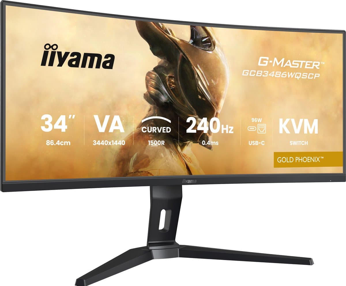 iiyama G-Master GCB3486WQSCP-B1 Gold Phoenix - 34 inch - WQHD - VA - 240 Hz - Verstelbaar - Curved - USB-C Dock — afbeelding 1