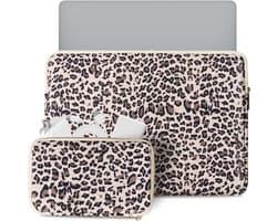 YONO Laptophoes 15 Inch – 14 Inch - Laptop Sleeve inclusief Etui Hoesje – Waterafstotende Laptoptas - Luipaard