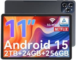 TABWEE Tablet - W90 Tablet - 8000 mAh - 24GB RAM - 256GB ROM - 11 Inch - Android 15 - WiFi 6 - Dubbele Simkaart - NETFLIX - Grijs