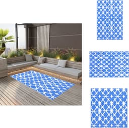 vidaXL - Buitenkleed - ARAKIL - 80x150 - cm - PP - blauw - en - wit — thumbnail 2