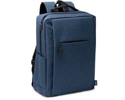 Heather Blauwe Rugzak gemaakt van 600D RPET met gemarmerde afwerking. Gewatteerde handgrepen en achterkant. Groot binnenvak en vak voor 15" laptop. Buiten voorvak en zijvakken. Inhoud: 20 l. Model Megan