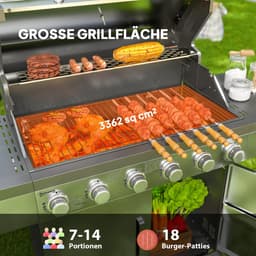 Gasbarbecue - Gasbarbecue en grill - 6 Branders - Met slang en thermometer - zilver — thumbnail 5