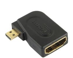 Micro HDMI Male naar HDMI Female - haakse hoek aansluiting - compacte adapter kabel connector - voor o.a. monitor en laptop - zwart