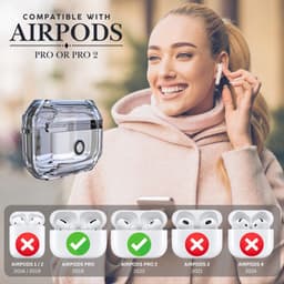 Ainy - PRO Diamant Hoesje met koord - Geschikt voor Apple Airpods Pro 2 / Pro 1 | Siliconen transparant case met keycord | schokbestendig | Uitsparing voor oplaadpoort & draadloos opladen ondersteund | cadeau voor haar — thumbnail 3