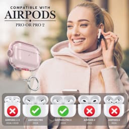 Ainy - PRO Case met sleutelhanger roze - Geschikt voor Apple Airpods Pro 2 / Pro 1 | case met keycord | schokbestendig | Uitsparing voor oplaadpoort & draadloos opladen ondersteund | cadeau voor haar — thumbnail 3