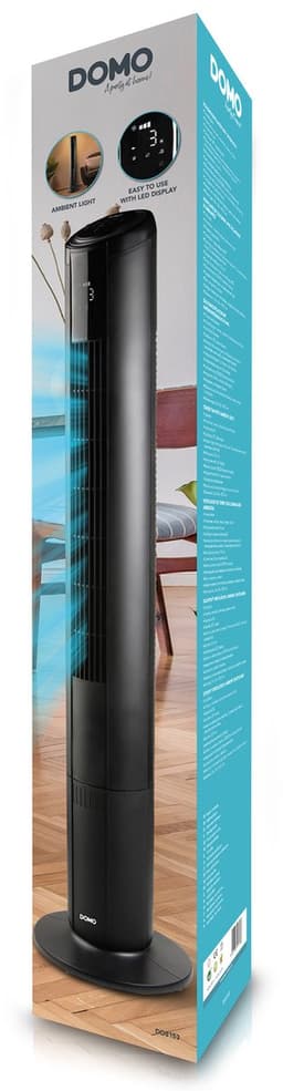 DOMO DO8153 Kolomventilator - Met Sfeerverlichting - 5 Snelheden - Timer - Oscillatie - Afstandsbediening - Zwart — thumbnail 5