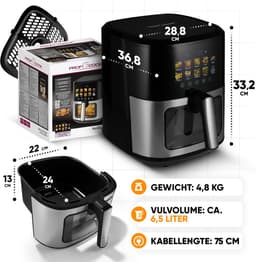 ProfiCook PC-FR 1286 H friteuse Enkel 6,5 l Vrijstaand 1700 W Heteluchtfriteuse Zwart, Roestvrijstaal — thumbnail 4