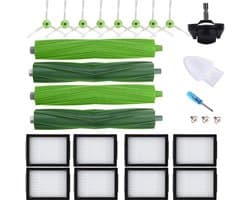 iRobot Roomba i7 i7+ E5 E6 vervangende onderdelen - Roomba i/e-serie vervangende accessoireset - 4 rubberen borstels, 8 HEPA-filters, 8 zijborstels