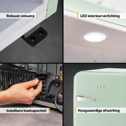 TZS First Austria Mini koelkast - Minibar - 40 liter - Vrijstaand - Volledig stil 22dB - Retro - Groen — thumbnail 5