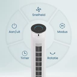 Auronic Torenventilator - Vloerventilator - Luchtkoeler - Ventilator Staand - 105 CM - 5 Snelheden - Met Afstandsbediening - Stille Ventilator - Fan - 45 dB - Wit — thumbnail 3