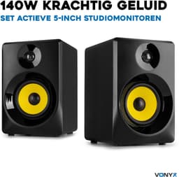 Set actieve studio monitors met bureaustandaard voor studio SMN50B 140W - Zwart — thumbnail 3