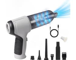 Auto Stofzuiger Draadloos V2 - Nat & Droog - Kruimelzuiger - Handstofzuiger - Kleine Stofzuiger - Air Duster - Grijs