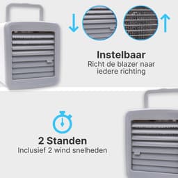Mobiele Aircooler - Ventilator & Nachtlamp - Luchtkoeler met Waterreservoir - Verkoeling voor Thuis & Kantoor - USB Aansluiting - 3-in-1 Koelsysteem - Wit/Grijs — thumbnail 4