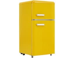 Retro koelkast, bovenste en onderste dubbele deur koelkast, 72 liter totaal volume, met 21 liter vriezervolume, 120 kWh/jaar, LED -licht. Beschikbaar in verschillende kleuren. [Energieklasse E]