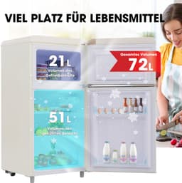 Retro koelkast, bovenste en onderste dubbele deur koelkast, 72 liter totaal volume, met 21 liter vriezervolume, 120 kWh/jaar, LED -licht. Beschikbaar in verschillende kleuren. [Energieklasse E] — thumbnail 5