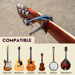 Universele Gitaar Capo - Metallic Zilver - Capo Gitaar - Capo Akoestische / Klassieke / Elektrische gitaar — thumbnail 2