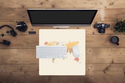 Muismat XXL 50x50 cm - Bureau onderlegger - Bureau mat Wereldkaart - Realistisch - Beige - Bureaumat - Gaming mousepad xl - Bureaulegger groot - Computer deskmat — thumbnail 4