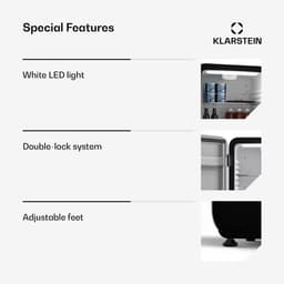 Klarstein Mini-Koelkast Audrey Evo 68L retro Mini koelkast - stil 40 dB, compact koelkast klein met verstelbare , omkeerbare deur, mechanisch Thermostaat, zwart, ideaal voor slaapkamer en kantoren - voor Hotelkamer voor Slaapkamer — thumbnail 4