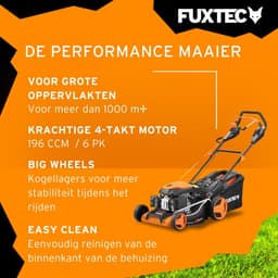 FUXTEC 4-in-1 Benzine Grasmaaier FX-RM5196PRO – 6 pk (4,4 kW) – 51 cm Maaibreedte – Flexibele Aandrijving – 4-Takt – Maaihoogte 25–75 mm – 60 L Grasopvangbak – Mulchen & Zij-uitworp — thumbnail 4