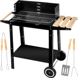 Houtskoolbarbecue met Chroomrooster 50x26,5 cm – Tuingrill met Twee Transportwielen, Mobiel & Stevig voor Buiten BBQ en Grillplezier — thumbnail 1