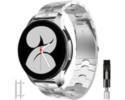 Stravo 22mm Stalen Horlogebandje – RVS Sarmtwatch 22mm band - luxe smartwatch bandje geschikt voor Samsung Galaxy Watch 1 46mm / Galaxy Watch 3 45mm / Gear S3 Classic & Frontier - Amazfit GTR 47mm / GTR 2 / GTR 3 - OnePlus Watch - Zilver