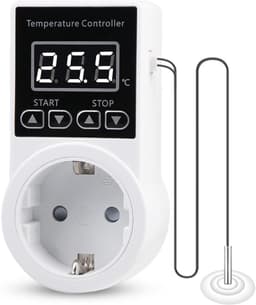 Thermostaat Digitale temperatuurregelaansluiting - Verwarmingsthermostaat met NTC-sonde - Voor verwarmingsapparatuur - Digitale thermostaataansluiting voor kaskoeling — thumbnail 1