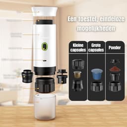 Draagbare koffiemachine - Cuisina Lumina ® - Hoogwaardige kwaliteit - 120 ML - Voor onderweg - Draagbaar koffiezetapparaat - Camping gadget - Oplaadbaar - Verwarmt water - Koffiecups & gemalen koffie - Espresso & Lungo - Wit — thumbnail 3