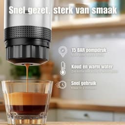 Draagbare koffiemachine - Cuisina Lumina ® - Hoogwaardige kwaliteit - 120 ML - Voor onderweg - Draagbaar koffiezetapparaat - Camping gadget - Oplaadbaar - Verwarmt water - Koffiecups & gemalen koffie - Espresso & Lungo - Matte lichtgrijs — thumbnail 5