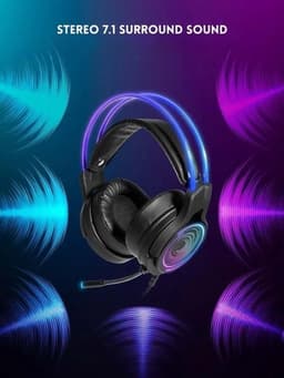 StayPowered Gaming Headset - Meeslepende 7.1 Surround Sound - Noise-Cancelling Microfoon - LED-Verlichting - Comfortabel Verstelbaar Design - Geschikt voor PC, PS4 & Laptop - Ideaal voor Lange Gaming Sessies - Zwart - Levering Sneller dan Aangegeven! — thumbnail 3