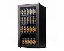 Klarstein koelkast met glazen deur, stille roestvrijstaal koelkast, indoor/outdoor drankenkoelkast, smalle wijnkoelkast voor dranken, 74L koelkast met uitneembare schappen, 3-18°C - 45 cm - Touch - RVS - Wijnklimaatkast - Wijnkast
