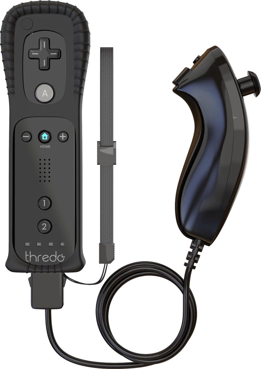Thredo Remote Controller + Nunchuk voor Nintendo Wii / Wii U (Motion Plus) - Zwart — afbeelding 1