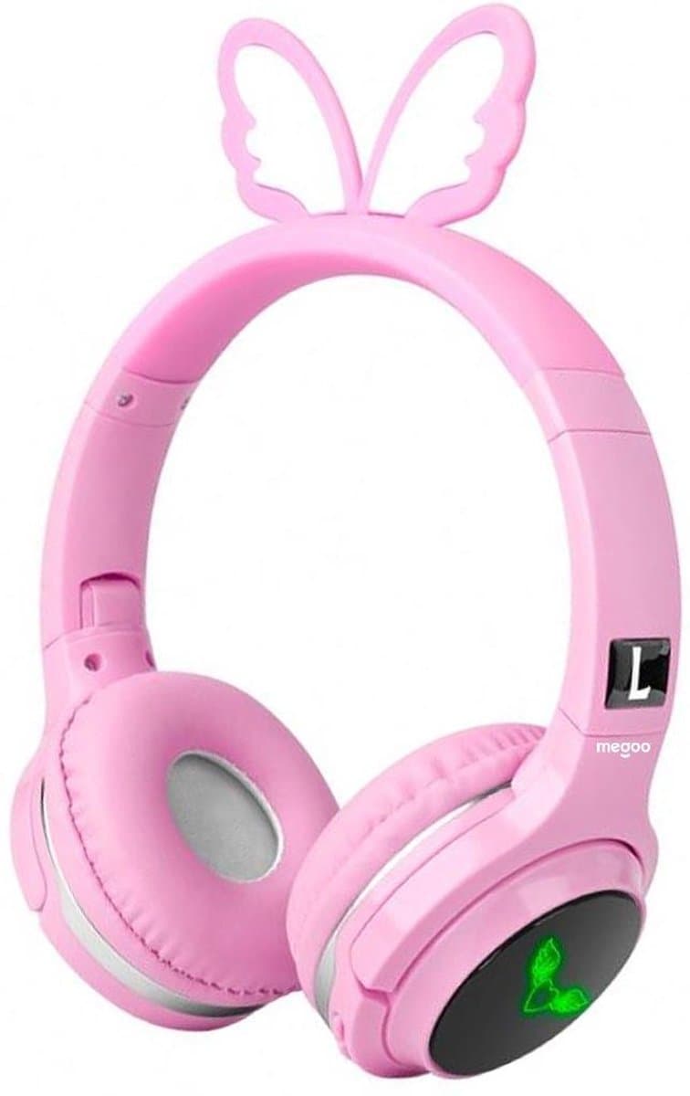 koptelefoon kinderen draadloos - hoofdtelefoon voor kinderen met engelen vleugels - roze - Bluetooth — afbeelding 1