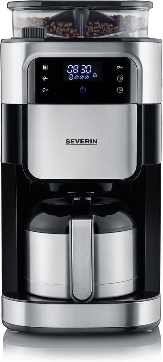 Severin KA 4814 Filter Koffiezetapparaat met bonenmaler - Hoogwaardige thermoskan - Extra stille werking - Zwart / Rvs — afbeelding 1