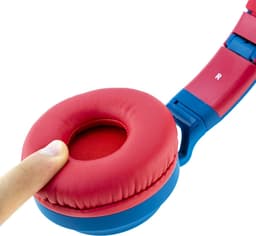 PowerLocus Buddy Draadloze On-Ear Koptelefoon voor Kinderen, LED lampjes, 85db Limiet, met Microfoon, Micro SD poort - Blauw/Rood — thumbnail 6