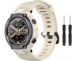 Beige Siliconen Bandje geschikt voor de Xiaomi Huami Amazfit T-Rex / T-Rex Pro – Maat: zie maatfoto – Niet voor de 2e generatie T-Rex (2) – smartwatch strap - band