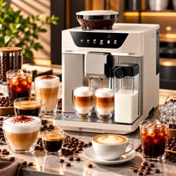 DREAME Volautomatische Koffiemachine – Espresso, Cappuccino, Latte & Cold Brew – Touchscreen – 9 Maalstanden – 2L Watertank – 450g Bonenreservoir – Crème — thumbnail 1