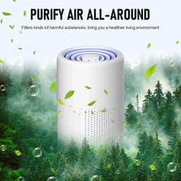 Luchtreiniger - Met HEPA Filter - 37 dB slaapstand - Vermindert Stof En Pollen - voor slaapkamer, kantoor, dierenkamer, badkamer - 12×12×19cm - wit — thumbnail 5