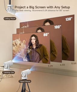 Velqon Draagbare Projector met Android 14 - Mini Beamer 4K Ondersteuning, 1080p Full HD, 260 ANSI Lumen, 5G WiFi, Bluetooth 5.4, 180° Draaibaar — thumbnail 3