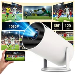 Mini Projector met WiFi & Bluetooth 5.1 – Mini Beamer 720P Native, Ondersteunt 1080P Full HD – Draagbare Projector met 180° Draaibaar Design – Thuisbioscoop Beamer, Home Cinema & Filmprojector voor Slaapkamer, Woonkamer & Buiten — thumbnail 1