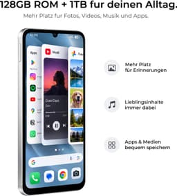 HOTWAV A17 Pro Max smartphone met Android 16 - 4 GB+128 GB opslag - mobiele telefoon 5160 mAh - Goedkope smartphone - Zilver — thumbnail 4